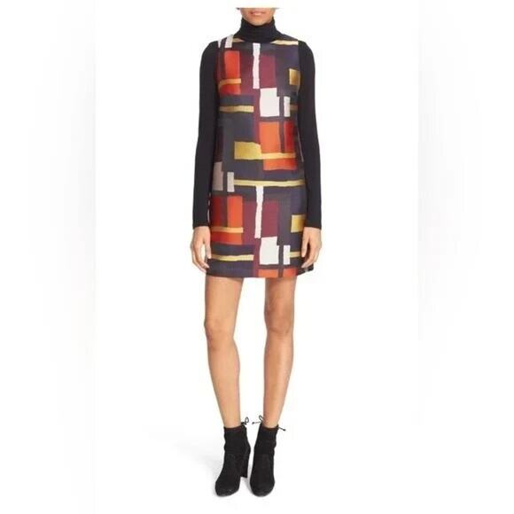 ALICE + OLIVIA Clyde Print Sleeveless A-Line Shift Dress Geometric Womens Size 8 - Picture 14 of 16